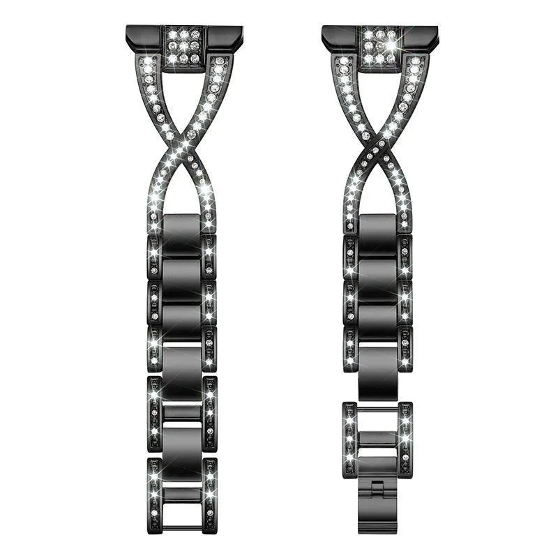 xDfind X-Shaped Single Row Diamond Metal Watch Band