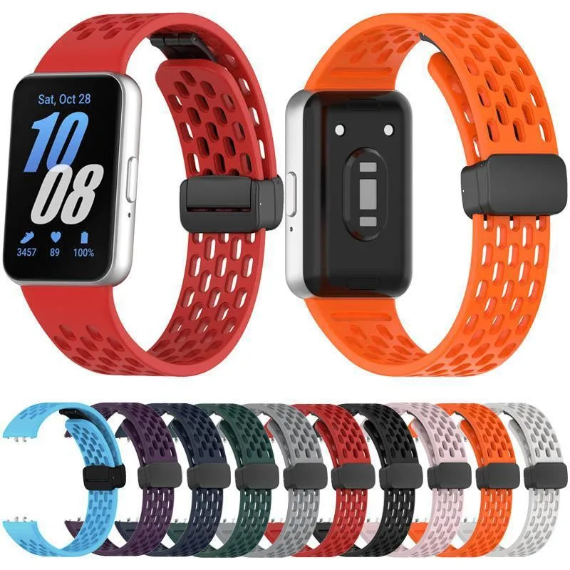 For Galaxy Fit3 xDfind Hole Style Magnetic Black Buckle Silicone Watch Band