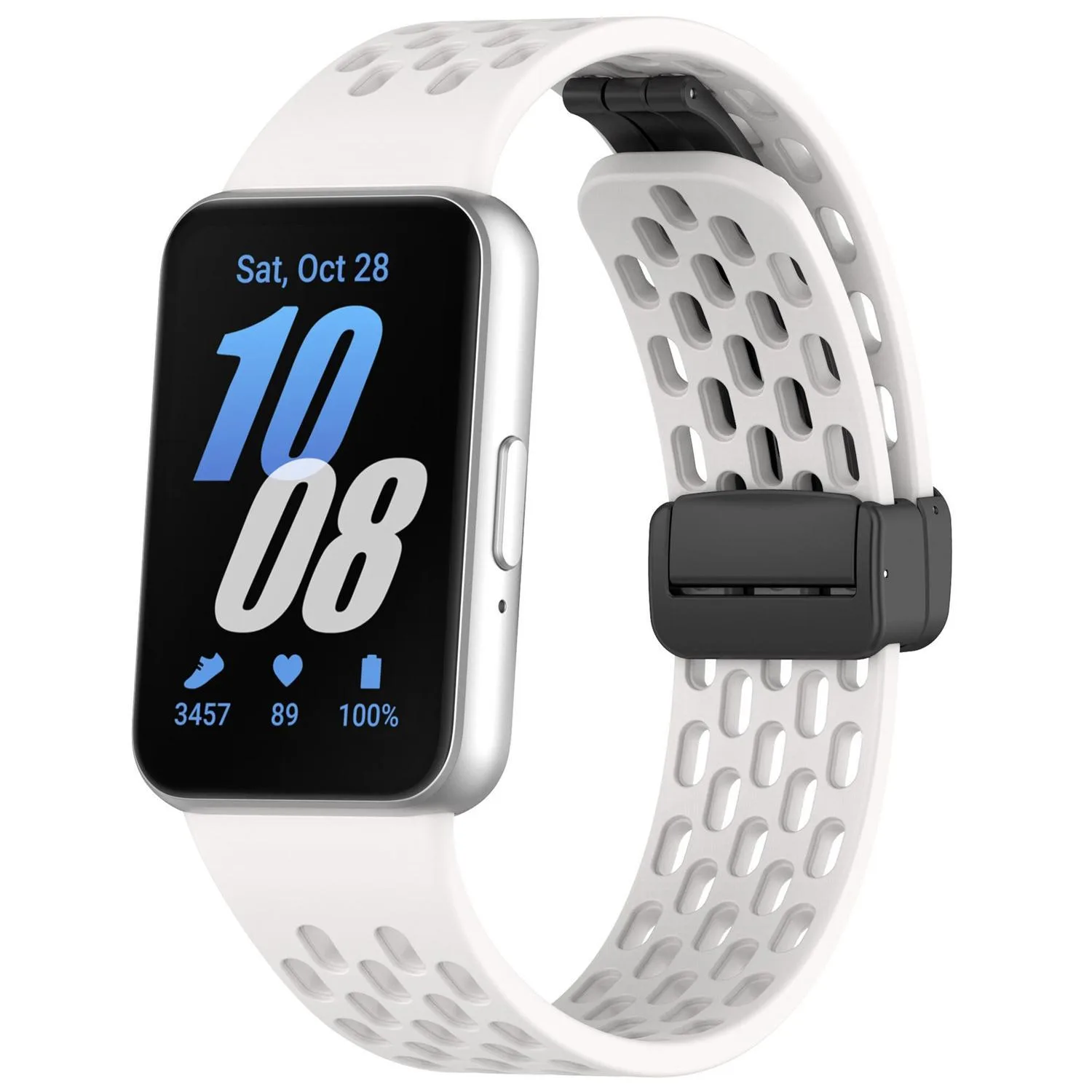 For Galaxy Fit3 xDfind Hole Style Magnetic Black Buckle Silicone Watch Band