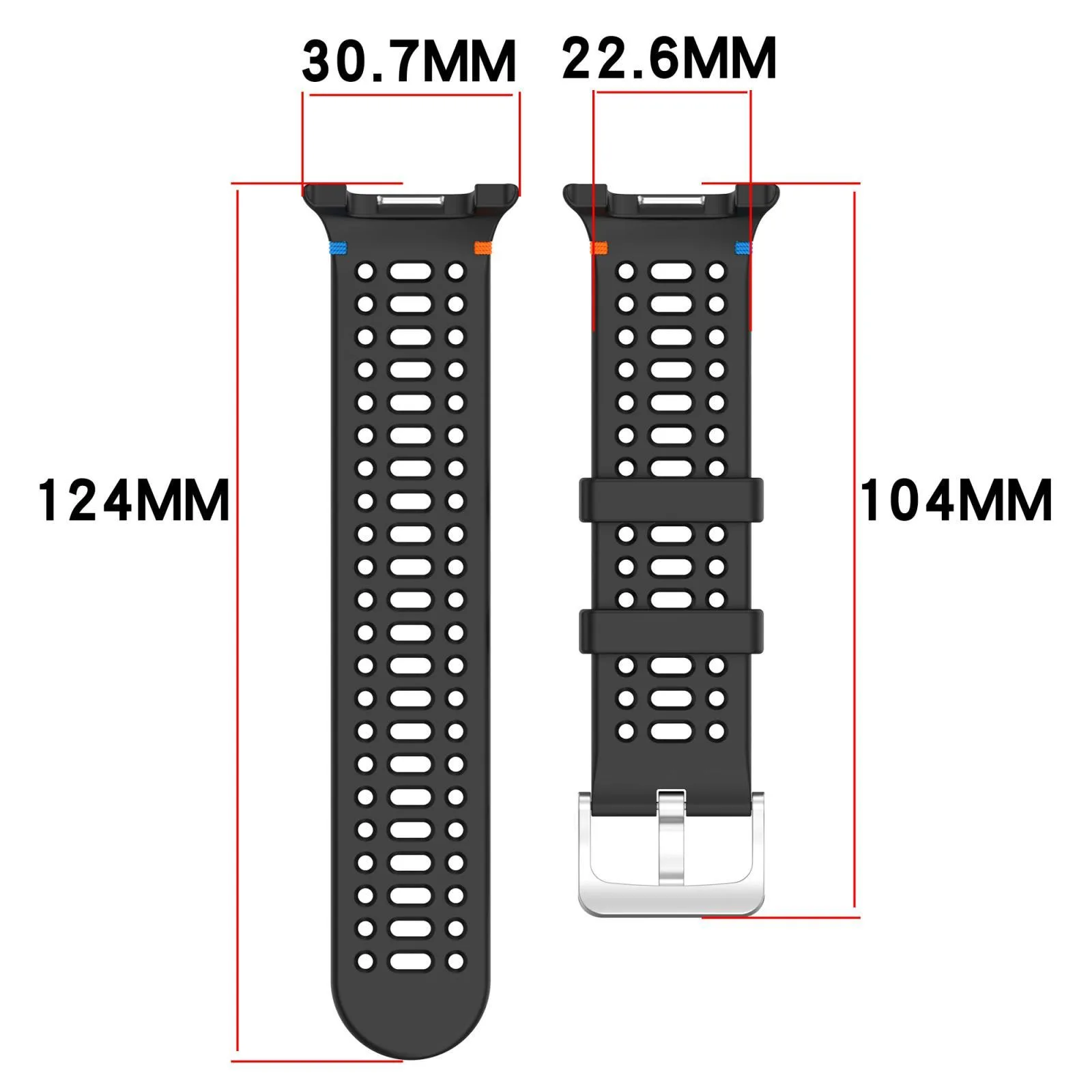 For Galaxy Watch9 / 8 / 8 Classic xDfind Alloy Silver Buckle Breathable Hole Silicone Watch Band