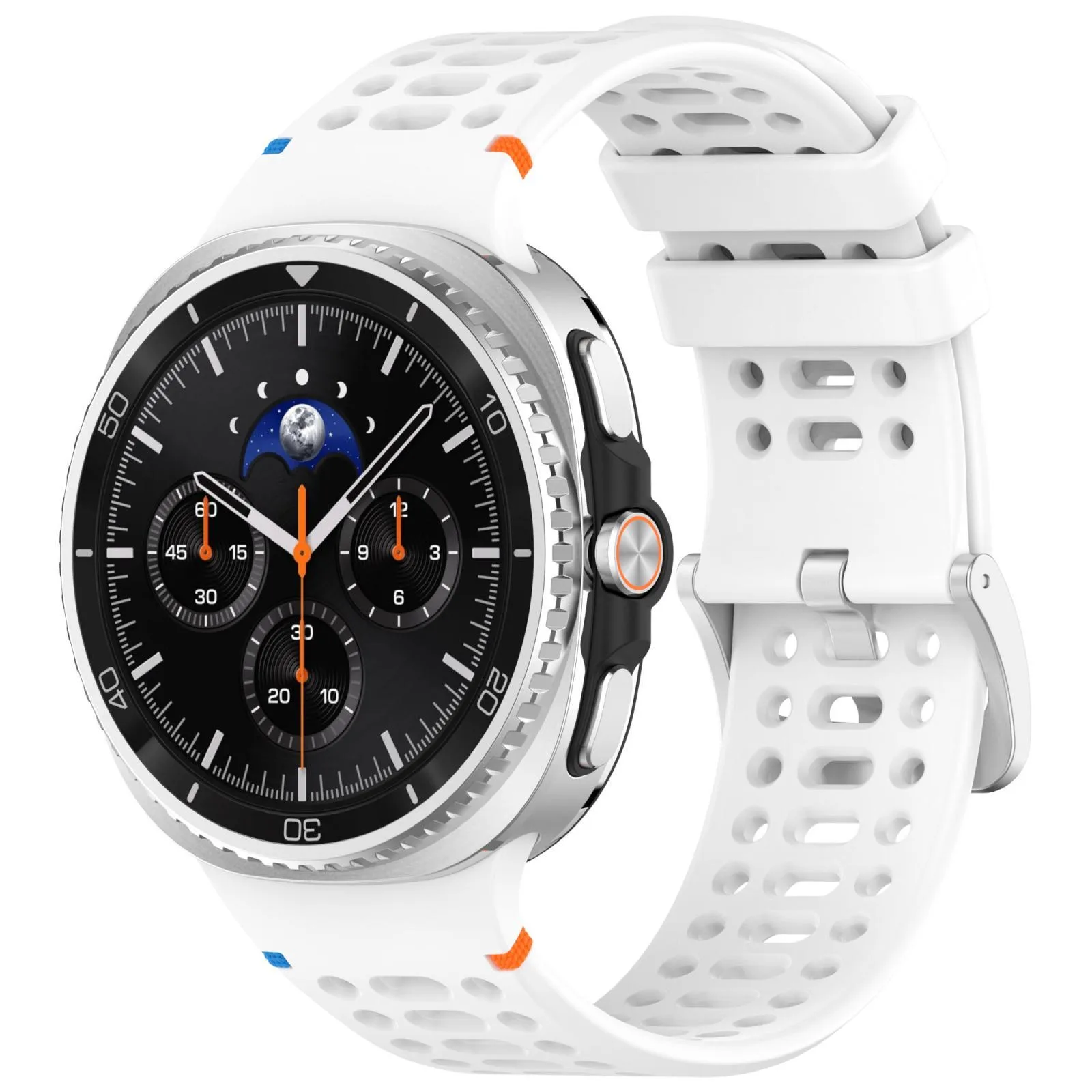 For Galaxy Watch9 / 8 / 8 Classic xDfind Alloy Silver Buckle Breathable Hole Silicone Watch Band