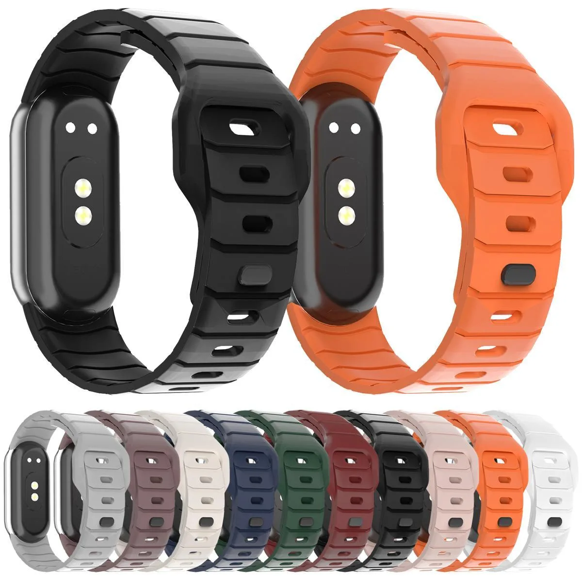 For Xiaomi Smart Band 10 / 9 / 8 xDfind Armor-Style Reverse Buckle Silicone Watch Band