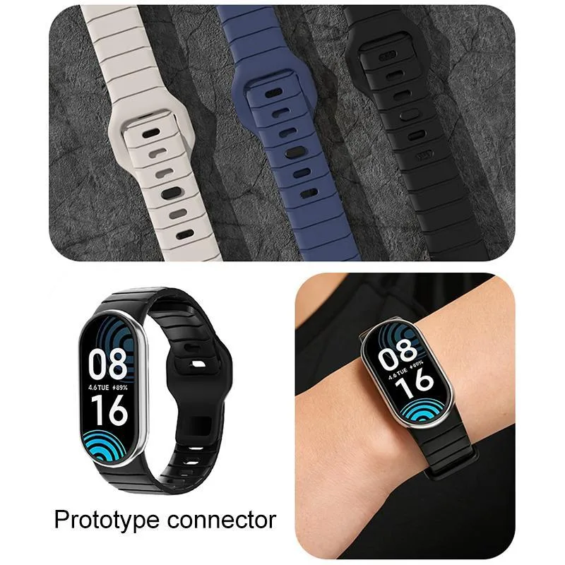 For Xiaomi Smart Band 10 / 9 / 8 xDfind Armor-Style Reverse Buckle Silicone Watch Band