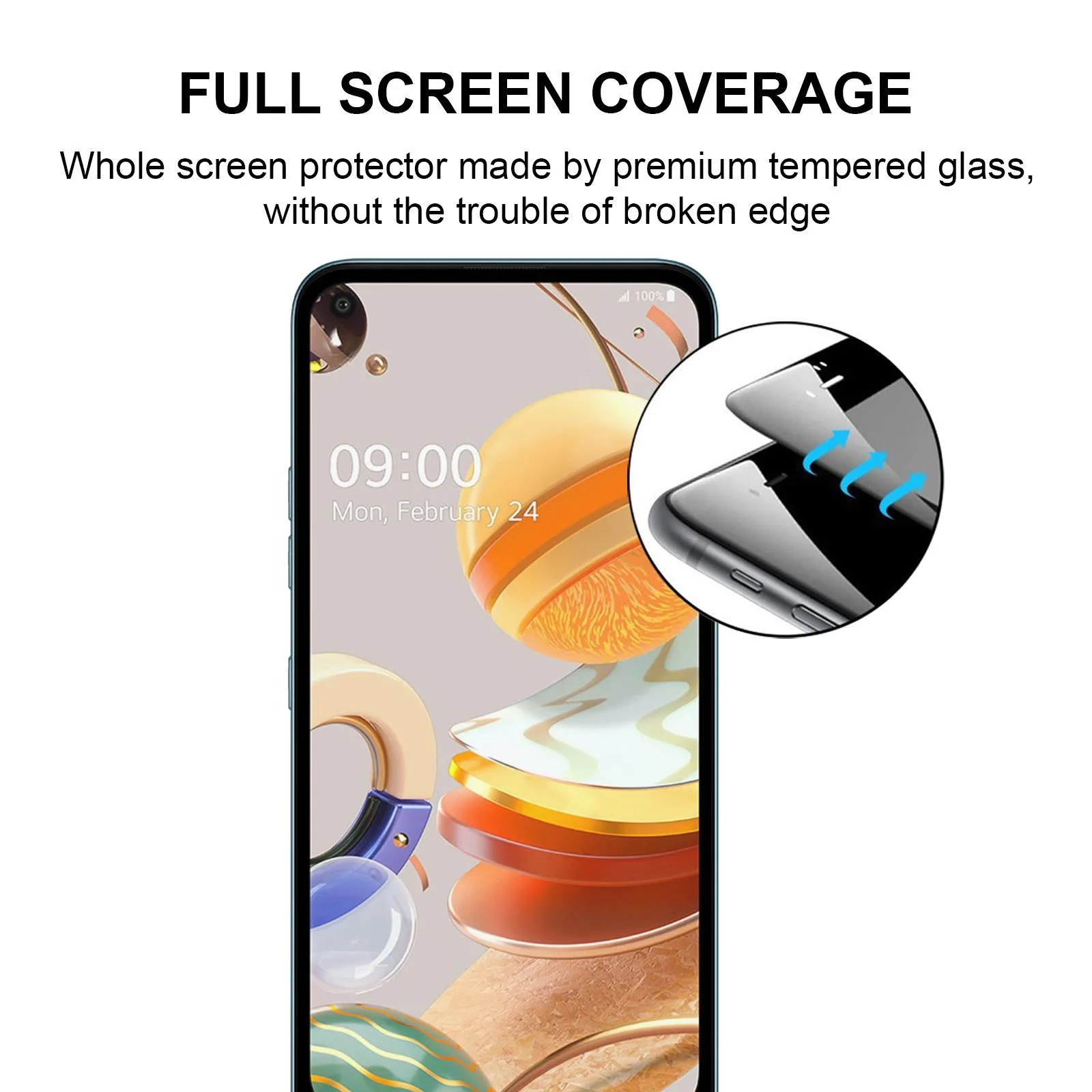 For LG K61 Full Glue Full Screen Tempered Glass Film