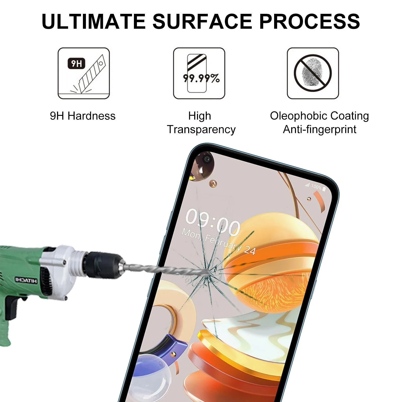 For LG K61 Full Glue Full Screen Tempered Glass Film