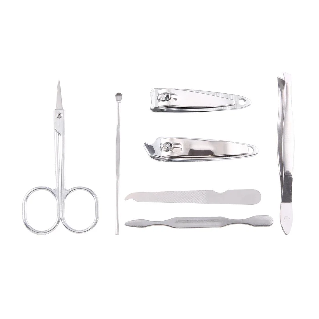 Nail Care Clipper Pedicure Manicure Kits (Flat Nail Clippers, Oblique Nail Nipper, Double Pick, Eyebrow Scissor, Eyebrow Tweezers, Ear Pick, Double Side Nail File) with Leather Bag