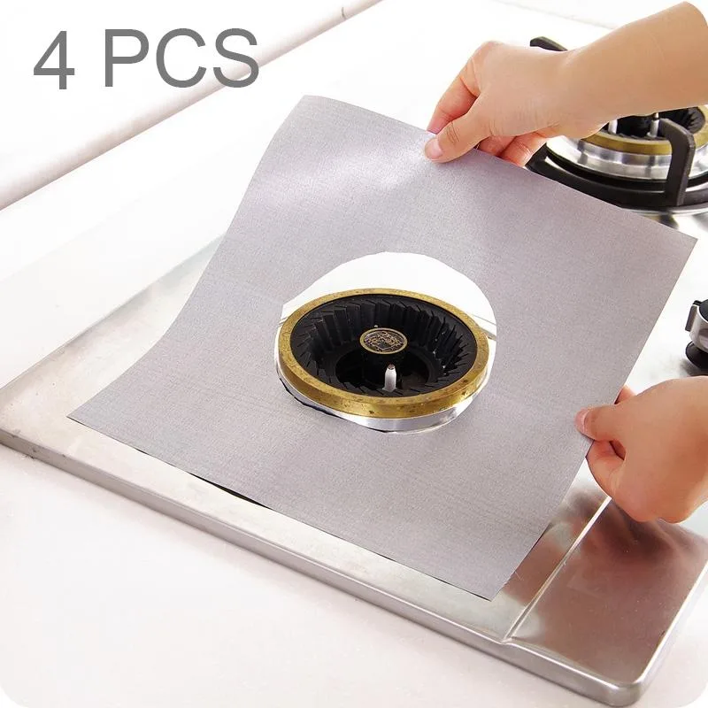 Gas Furnace Surface Ultra-thin Fibre Material Stovetop Protective Cleaning Pad, Size: 27*27 cm (Silver)