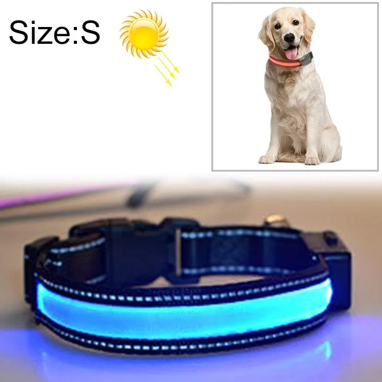 Medium and Large Dog Pet Solar + USB Charging LED Light Collar, Neck Circumference Size: S, 35-40cm