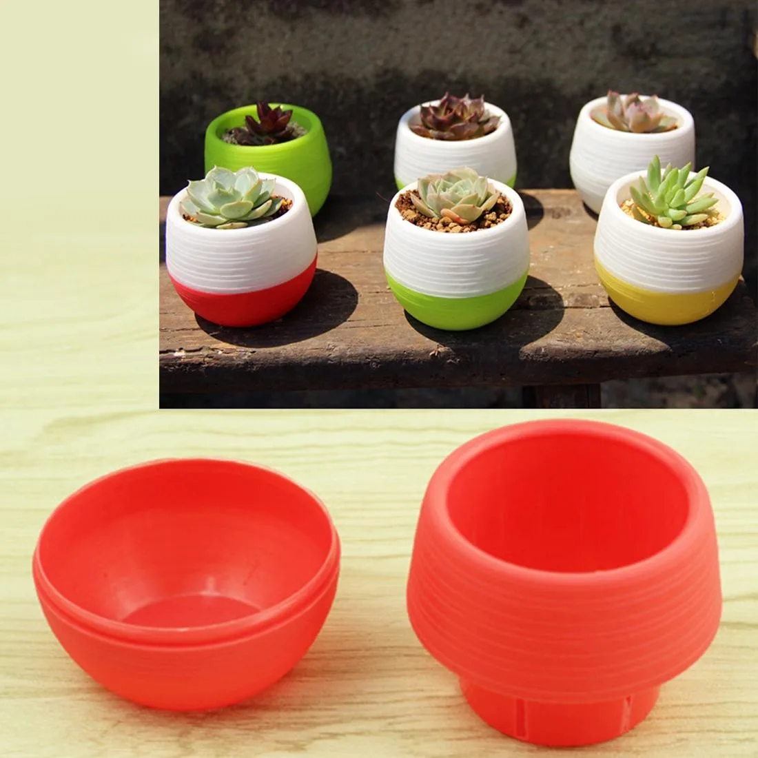 Colourful Mini Round Plastic Plant Flower Pot Garden Home Office Decoration Nursery Pots Plant Flowerpot with Water Tank, Random Color Delivery