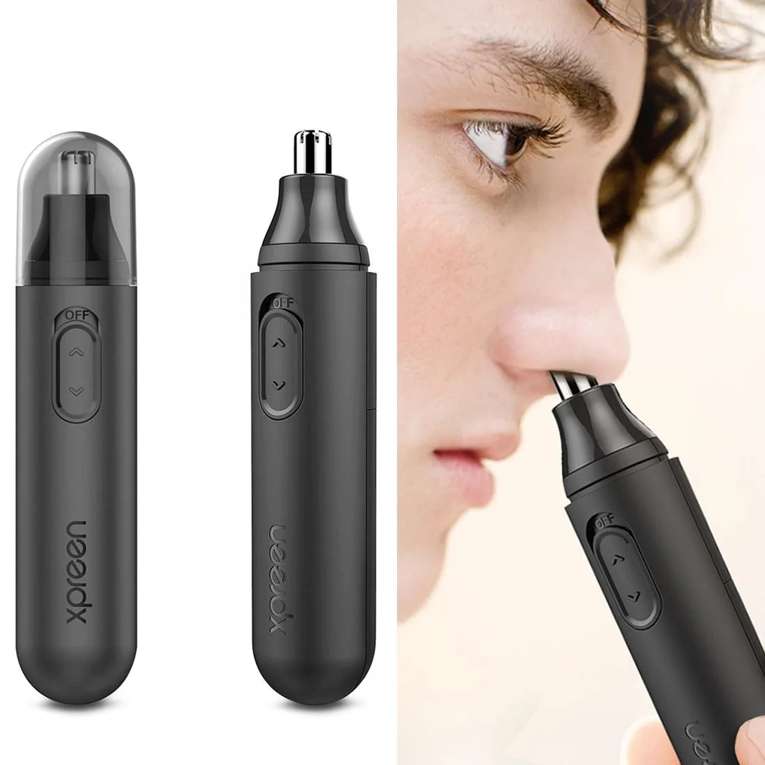 XPREEN XPRE001 High-speed Rotating Electric Nose Hair Trimmer Ear Trimmer Rotation Blade for Men and Women(Black)