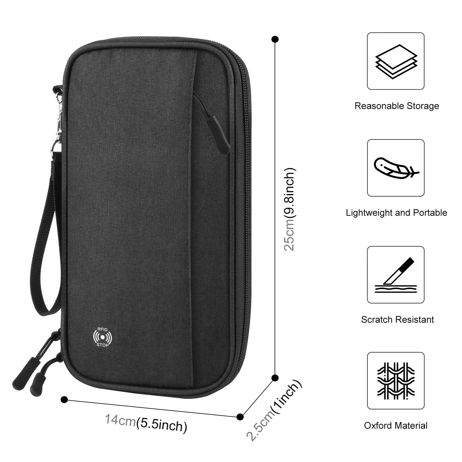 HAWEEL Clutch Bag Passport Wallet Document Organizer Credit Cards Case Bag