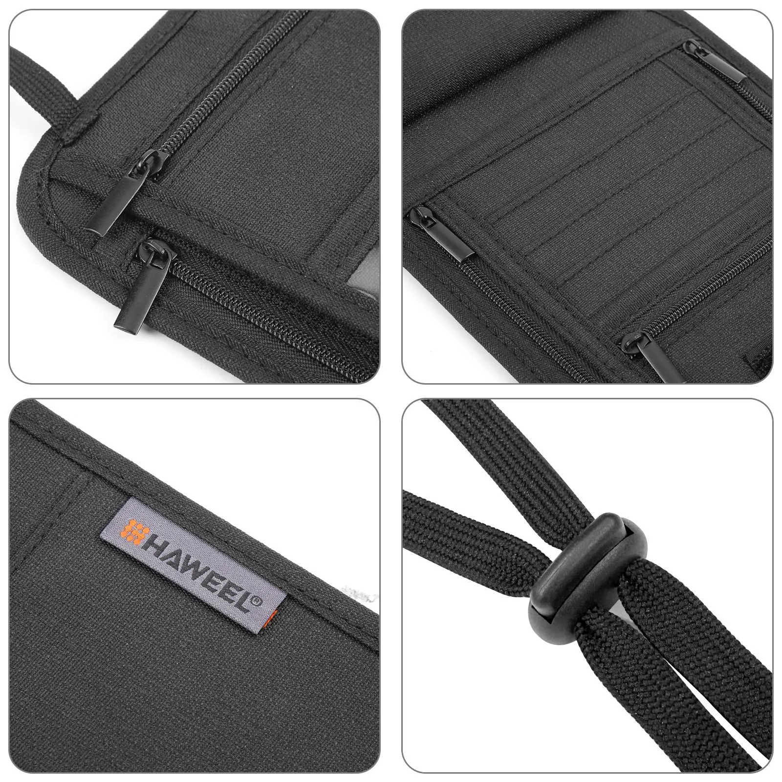 HAWEEL Neck Passport Wallet Bag Document Organizer Credit Cards Case Bag