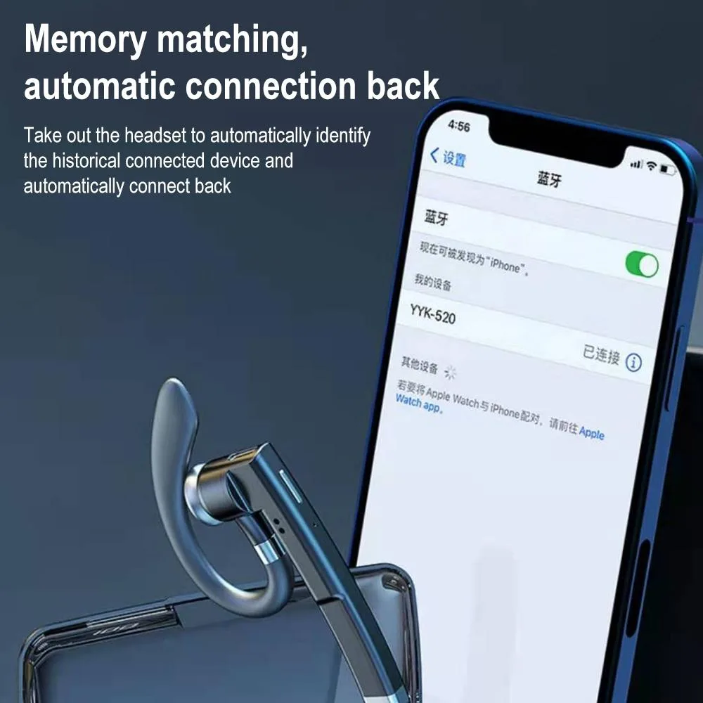 YYK-525 Single Rotatable Earhook Noise Cancelling Wireless Bluetooth Earphone with Charging Box & Digital Display