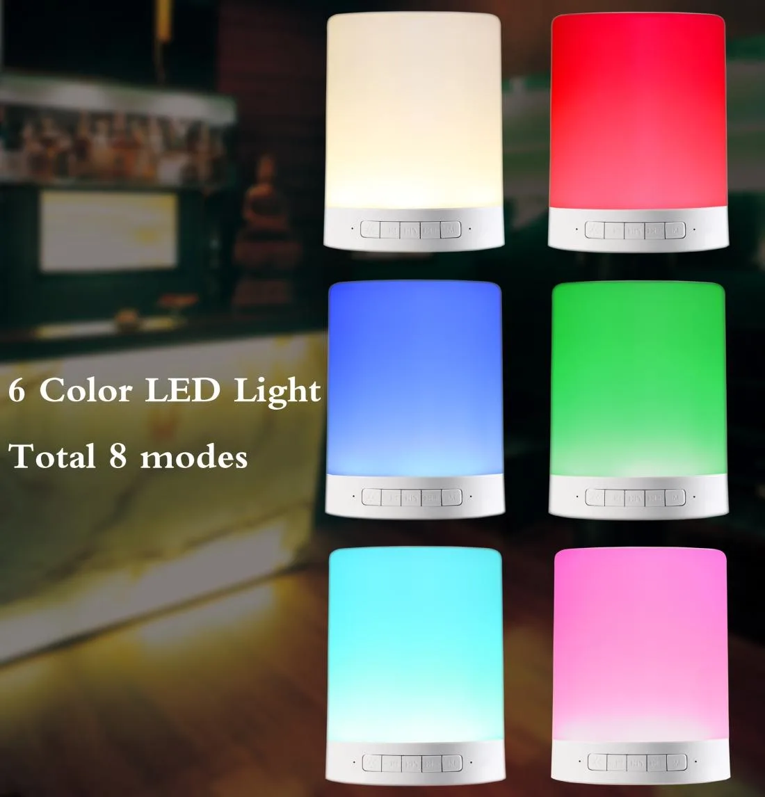 Atmosphere Light Music Table Lamp Multifunctional Wireless Bluetooth Speaker , with LED Light & Handle, Support AUX IN & Hands-free Answer & TF Card
