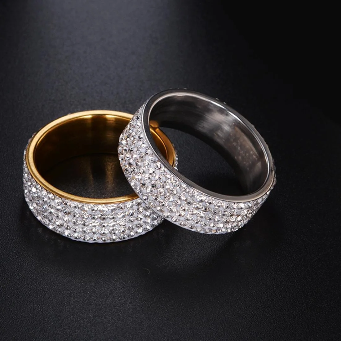 Stainless Steel Eternity Ring For Wedding Band Engagement Promise Crystal And Rhinestones Inlaid Circle Round, 57 mm, US Size:10, Inner Diameter: 20 mm, Perimeter: 62.8 mm