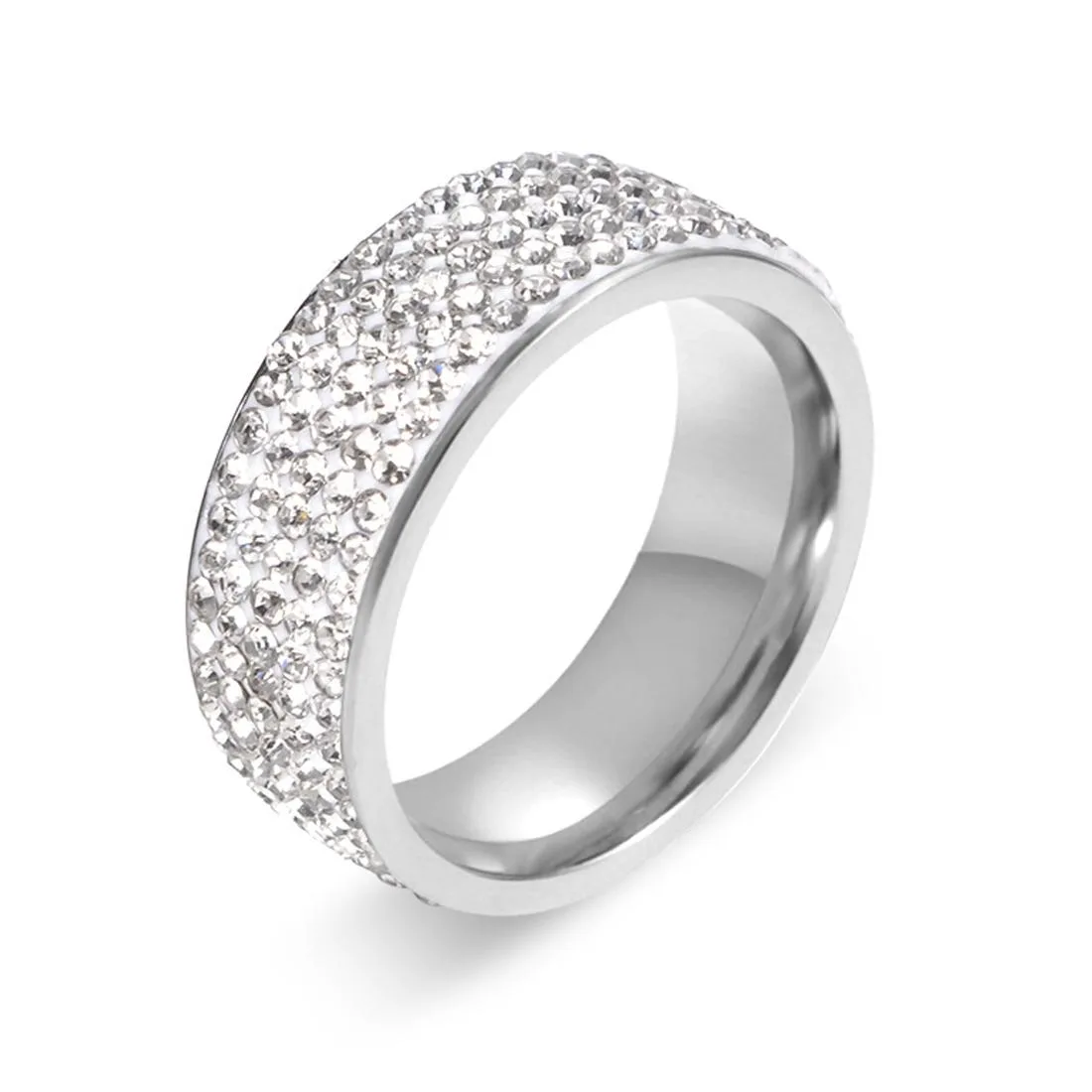 Stainless Steel Eternity Ring For Wedding Band Engagement Promise Crystal And Rhinestones Inlaid Circle Round, 57 mm, US Size:10, Inner Diameter: 20 mm, Perimeter: 62.8 mm
