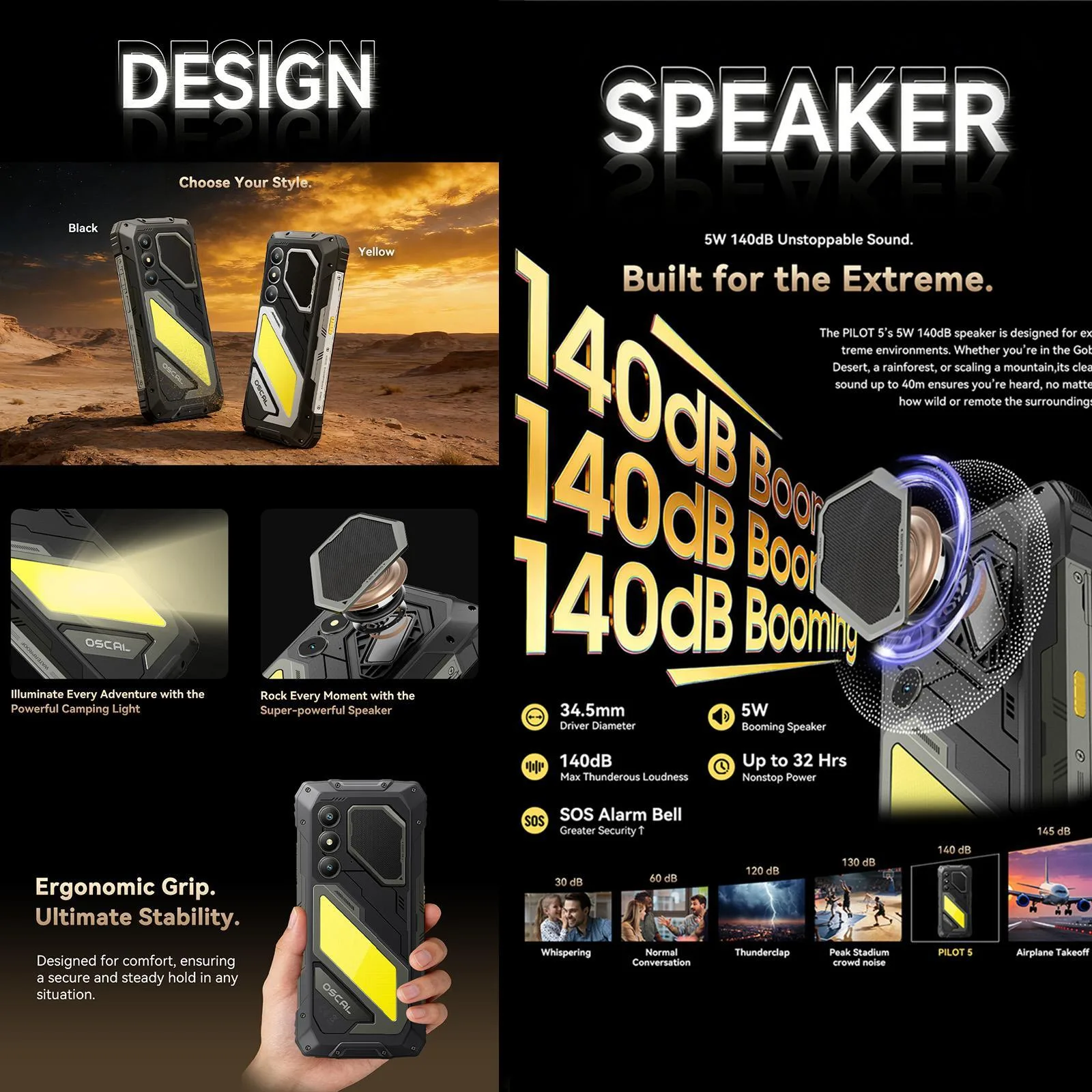 [HK Warehouse] Blackview Oscal Pilot 5 5G Rugged Phone, 8GB+256GB, 6.67 inch Android 16 UMS9620 T8100 Octa Core, Network: 5G, OTG, NFC