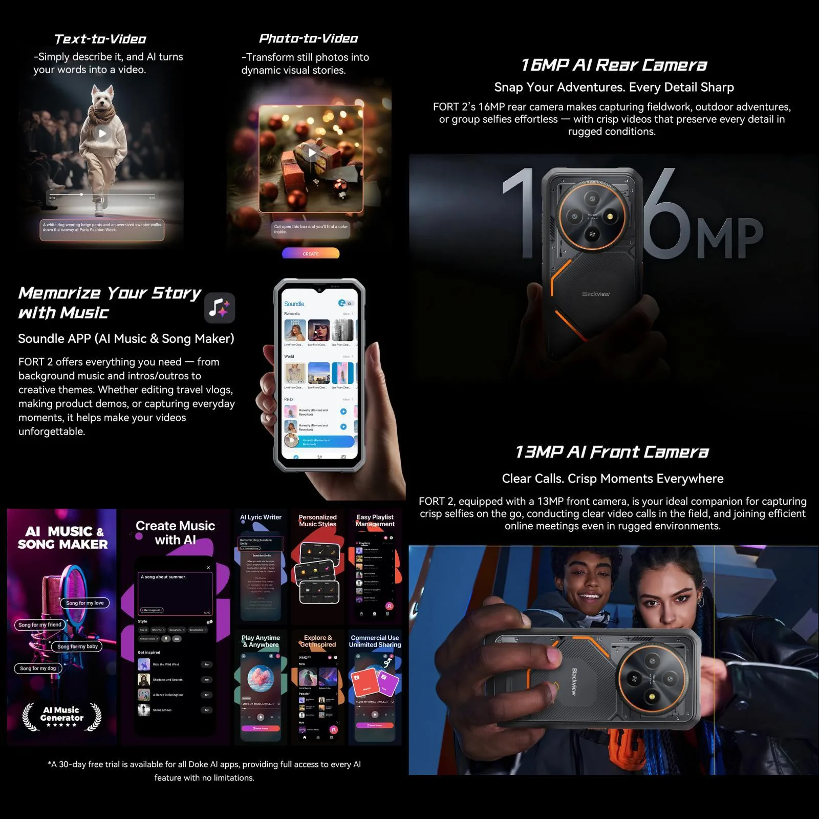 [HK Warehouse] Blackview FORT 2 Rugged Phone, 8GB+128GB, 6.56 inch Android 15 MediaTek MT6769V/CB Helio G81 Octa Core, Network: 4G, OTG, NFC