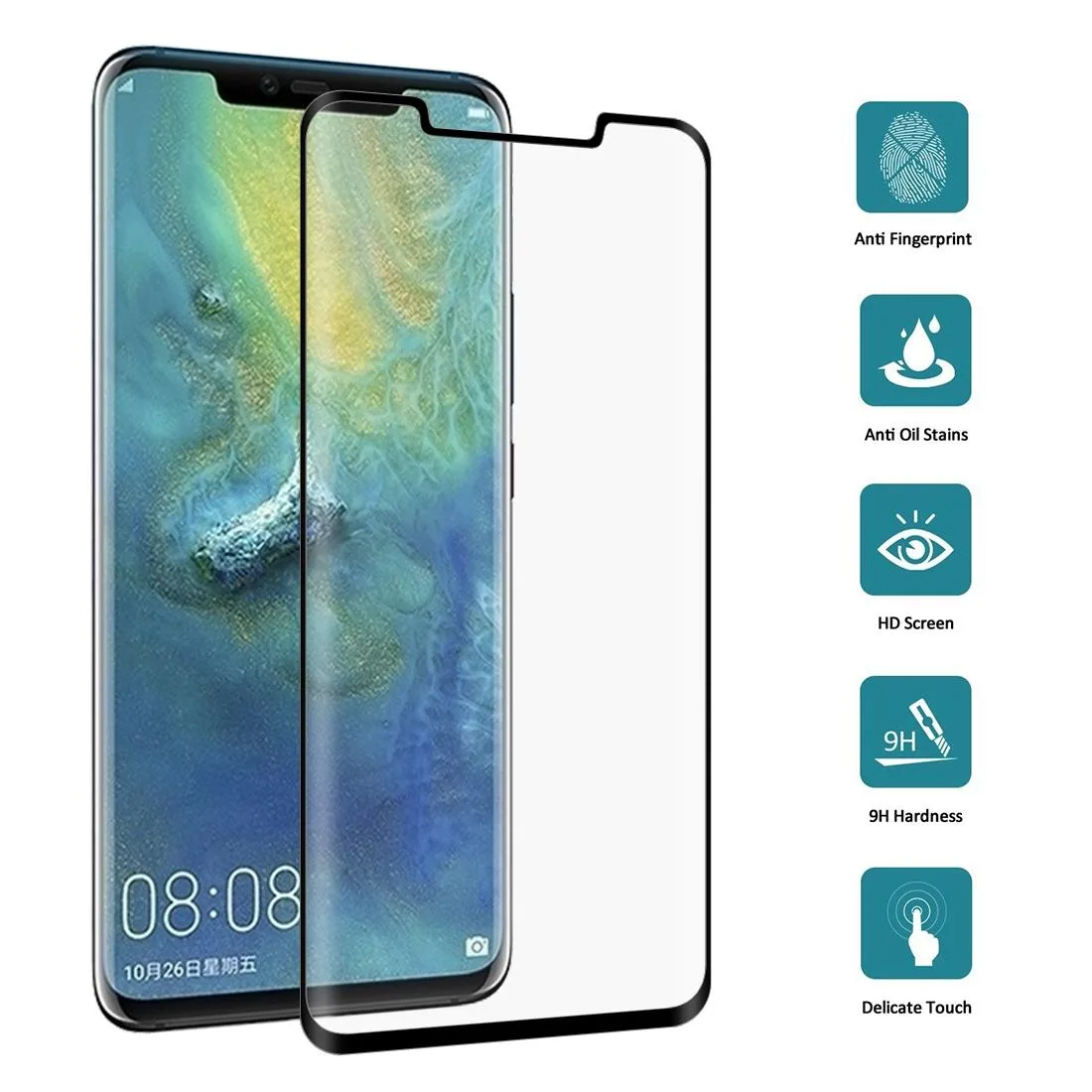 0.3mm 9H Surface Hardness 3D Curved Edge Full Screen Tempered Glass Film for Huawei Mate 20 Pro