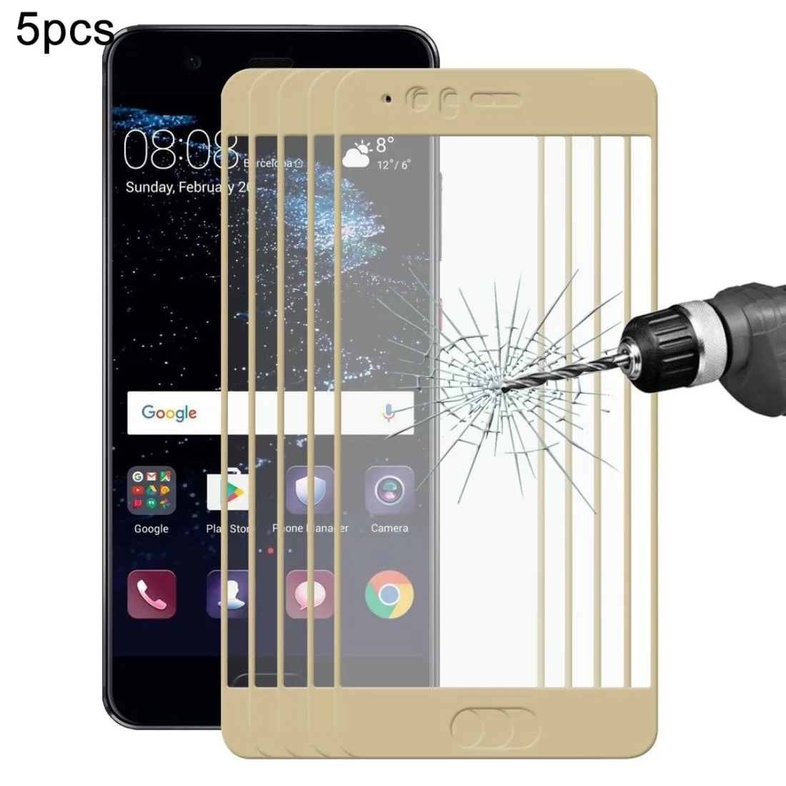 5 PCS ENKAY Hat-Prince for Huawei P10 0.26mm 9H Hardness 2.5D Curved Full Screen Tempered Glass Screen Film