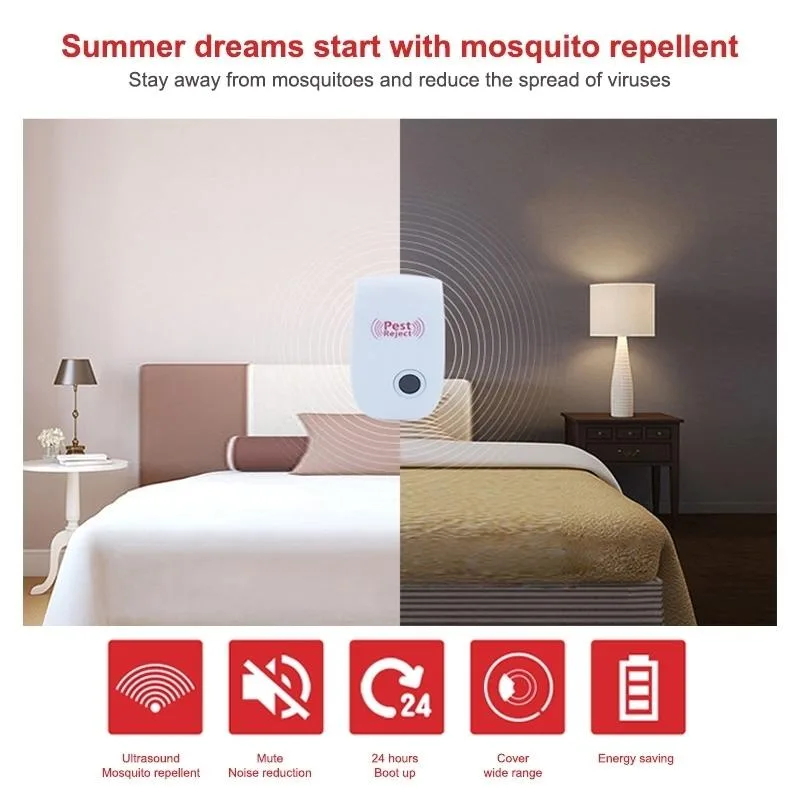 6pcs/Pack Ultrasonic Electronic Cockroach Mosquito Pest Reject Repeller, UK Plug