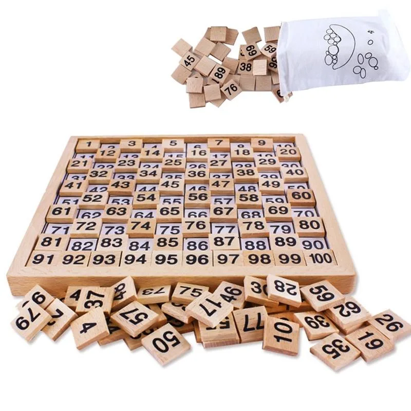 Wooden Montessori Teaching Kids Math 1 - 100 Consecutive Numbers Counting Board Plate Toy