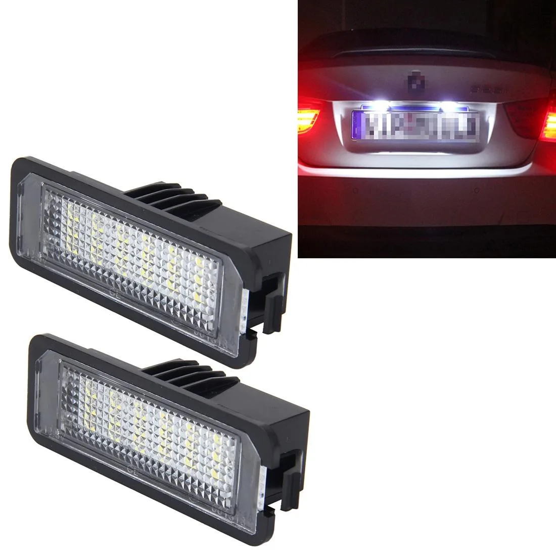 2 PCS License Plate Light with 18 SMD-3528 Lamps for Volkswagen,2W 120LM,6000K, DC12V(White Light)