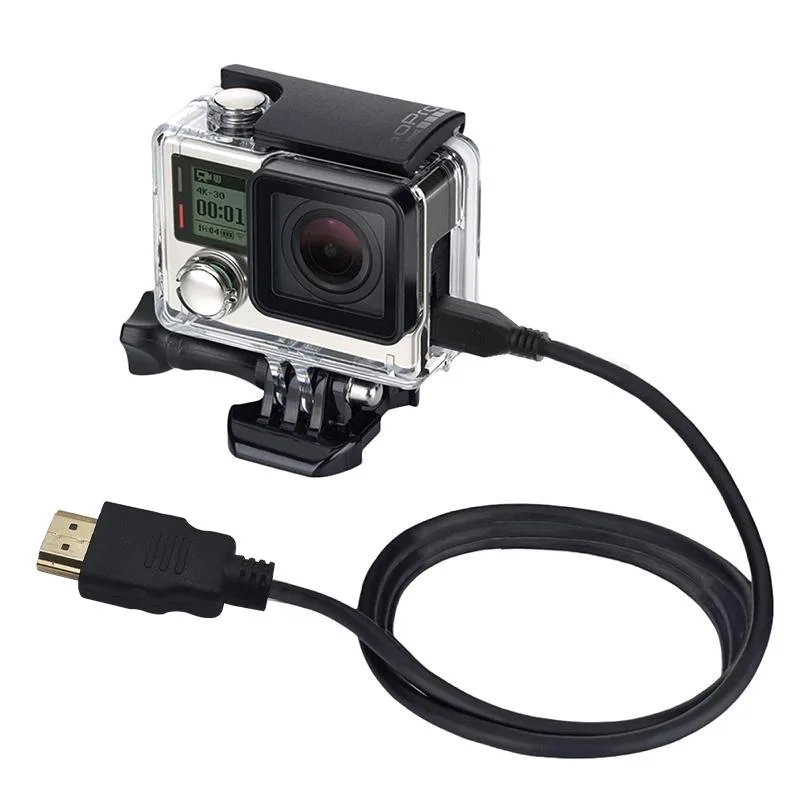 PULUZ Video 19 Pin HDMI to Micro HDMI Cable for GoPro Hero11 Black / HERO10 Black / HERO9 Black /8 Black /7 /6 /5 /4 /3+ /3, Sony, LG, Panasonic, Canon, Nikon, Smartphones and Cameras, Length: 1.5m
