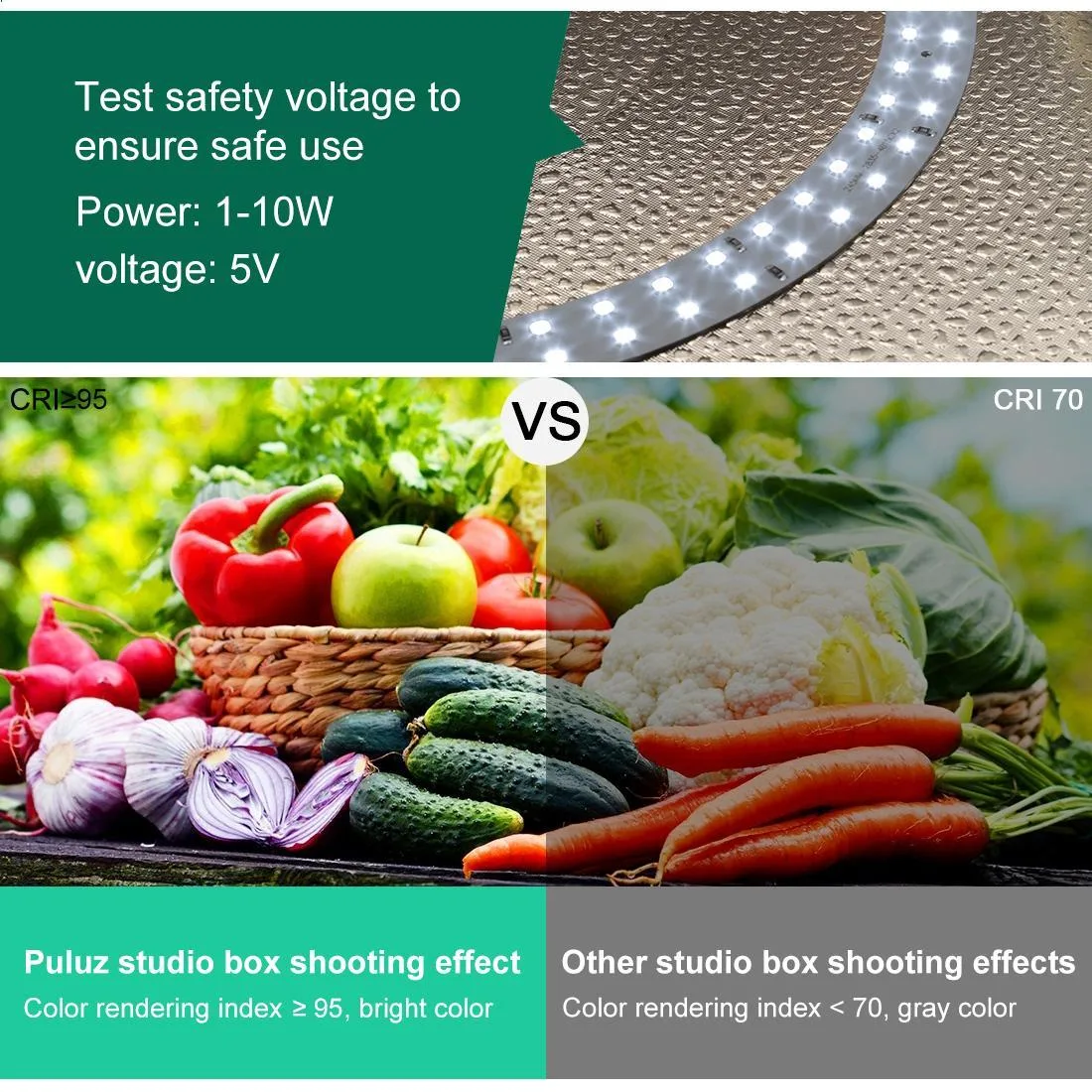 PULUZ 30cm Folding Ring Light Photo Lighting Studio Shooting Tent Box Kit with 6 Colors Black / White / Orange / Red / Green / Blue Backdrops, Unfold Size: 30cm x 30cm x 30cm, Unfold Size: 30cm x 30cm x 30cm(Black)