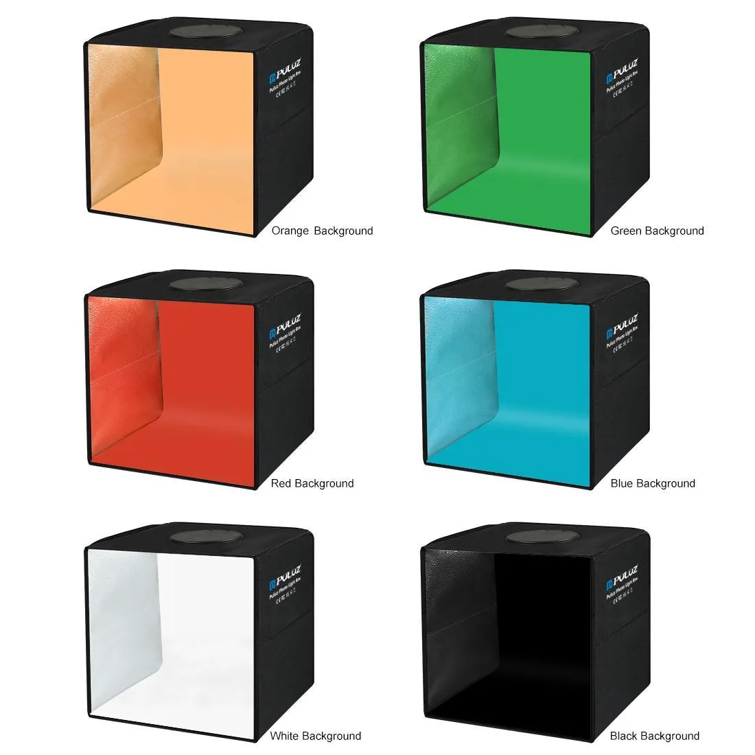 PULUZ 30cm Folding Ring Light Photo Lighting Studio Shooting Tent Box Kit with 6 Colors Black / White / Orange / Red / Green / Blue Backdrops, Unfold Size: 30cm x 30cm x 30cm, Unfold Size: 30cm x 30cm x 30cm(Black)
