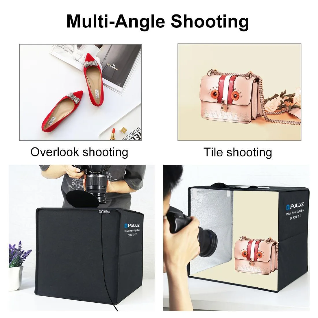 PULUZ 40cm Folding Portable Ring Light USB Photo Lighting Studio Shooting Tent Box with 6 x Dual-side Color Backdrops, Size: 40cm x 40cm x 40cm