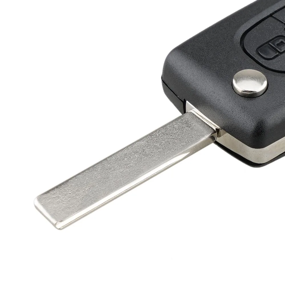 For PEUGEOT Car Keys Replacement 2 Buttons Square Car Key Case with Grooved and Holder