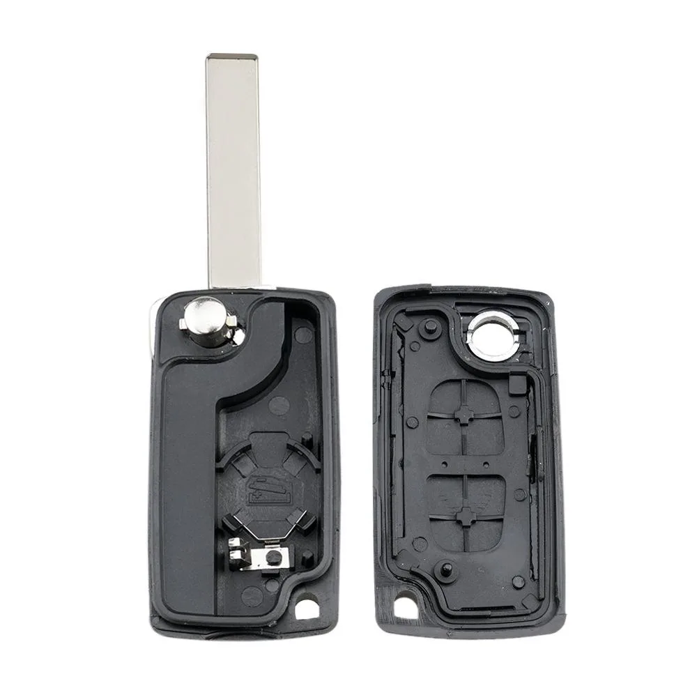 For PEUGEOT Car Keys Replacement 2 Buttons Square Car Key Case with Grooved and Holder