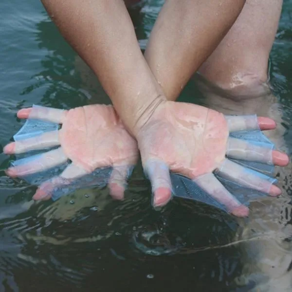 Silicone Swimming Web Fins Hand Flippers Training Gloves, L
