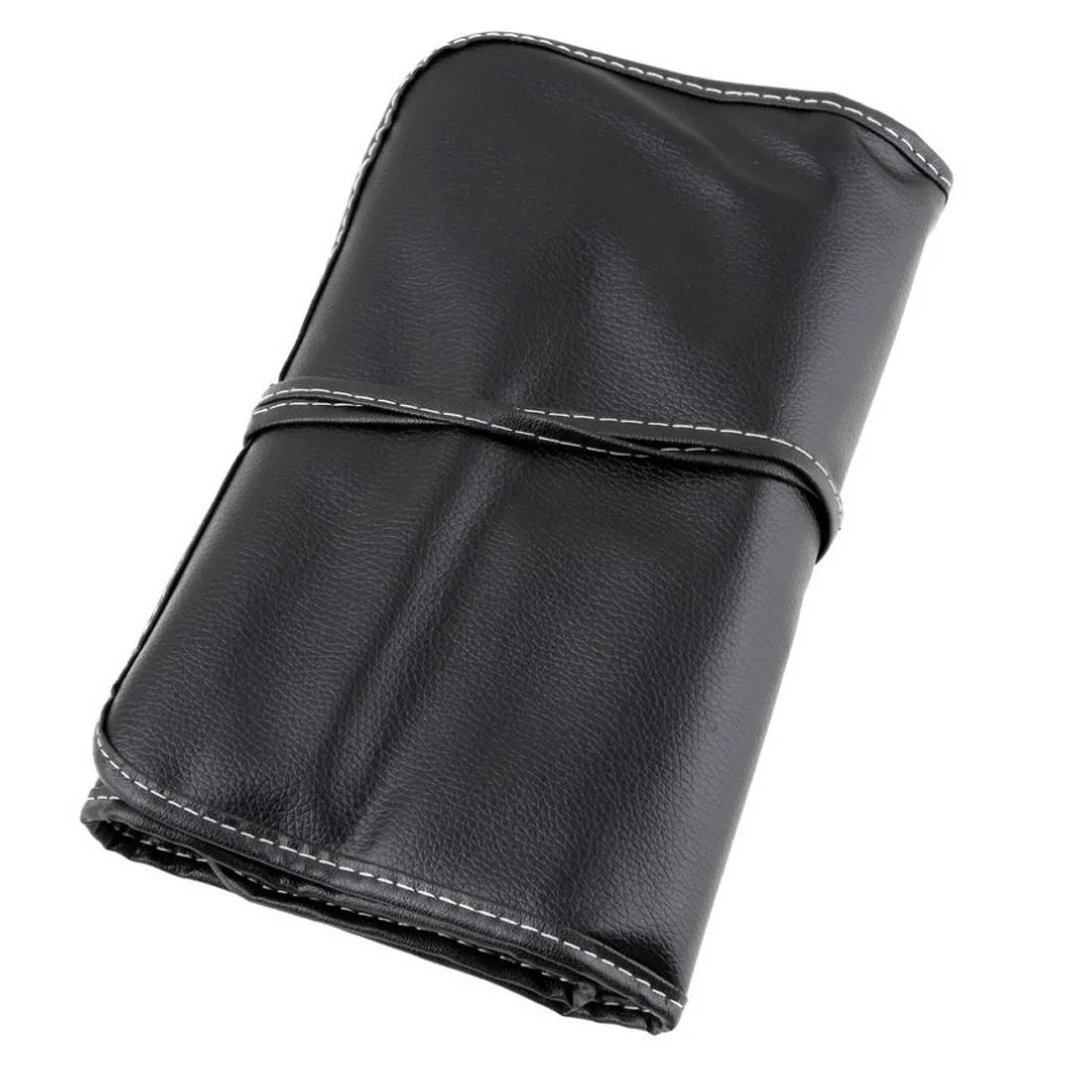 Horse Hair Wooden Handle Cosmetic Brush Set with Black Leather Bag