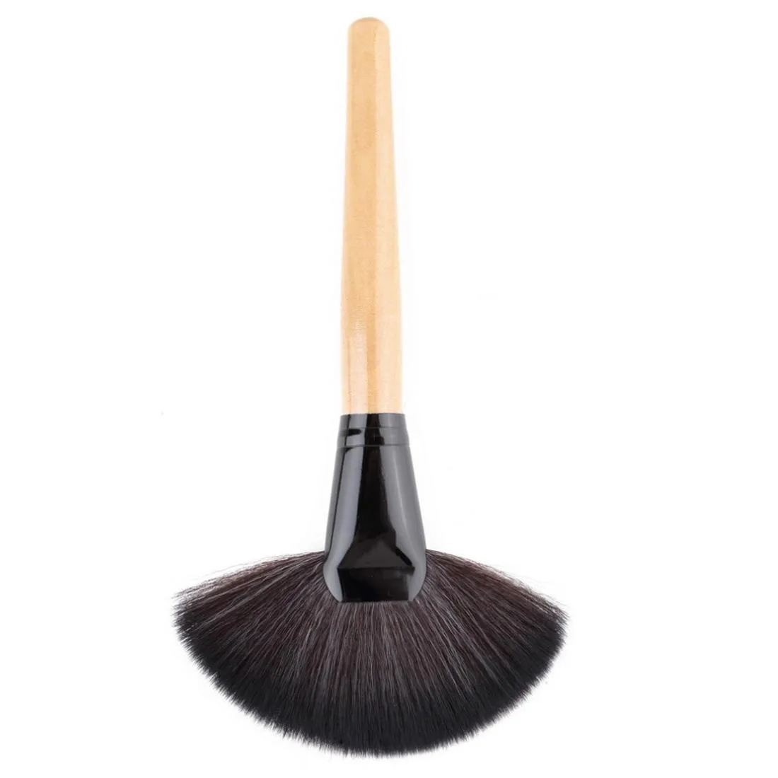 Horse Hair Wooden Handle Cosmetic Brush Set with Black Leather Bag