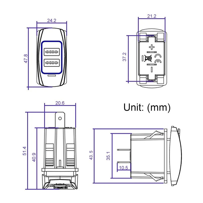 Car 4.8A Double-sided Mobile Phone Charger